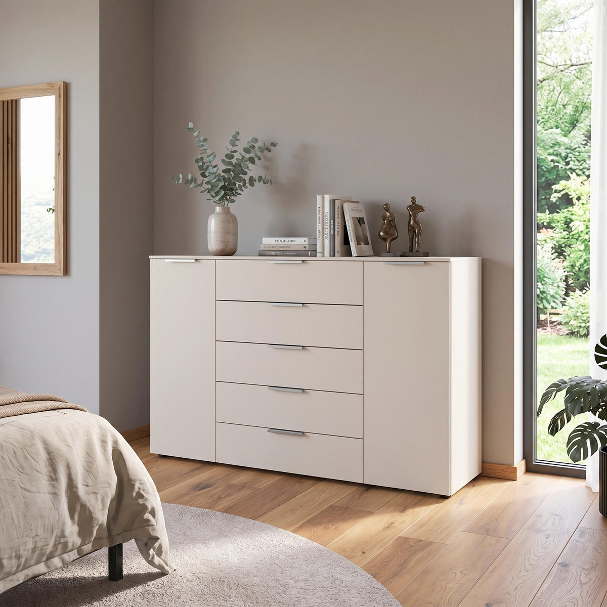 BYRÅ 160/100/42 cm  - kromfärg/champagne, Modern, metall/trämaterial (160/100/42cm) - Rauch Möbel