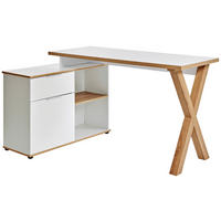 ECKSCHREIBTISCH 140/95/76 cm Weiß, Eichefarben Kabeldurchlass, Stauraum, seitenverkehrt montierbar, in verschiedenen Holz-Dekoren erhältlich  - Eichefarben/Weiß, MODERN, Holzwerkstoff/Metall (140/95/76cm) - Livetastic