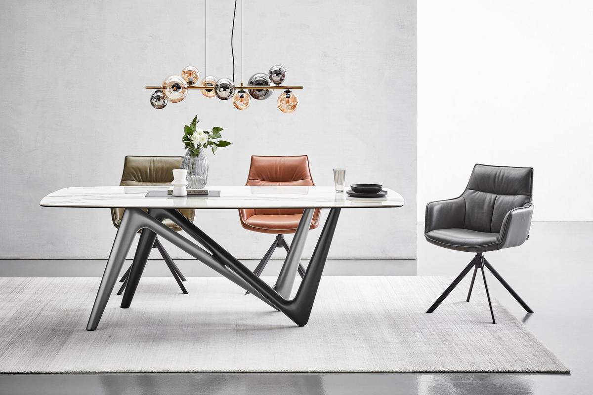 ESSTISCH in Kunststoff, Keramik 220/110/75 cm   - Weiss/Anthrazit, Design, Keramik/Kunststoff (220/110/75cm) - Dieter Knoll