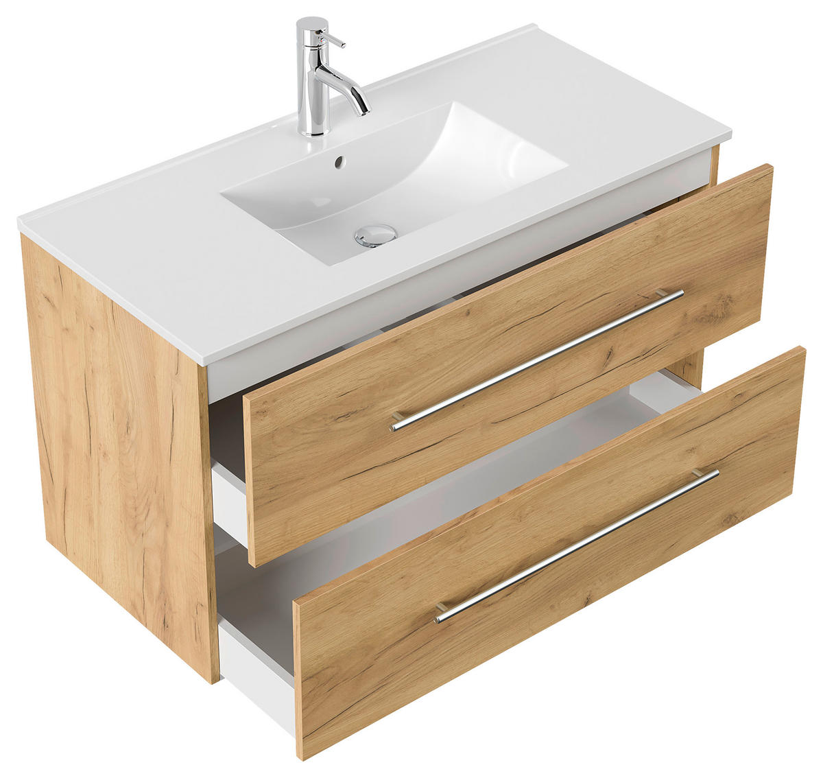 WASCHTISCHKOMBI 101 cm  - Eichefarben/Weiß, Basics, Keramik/Holzwerkstoff (101cm) - MID.YOU