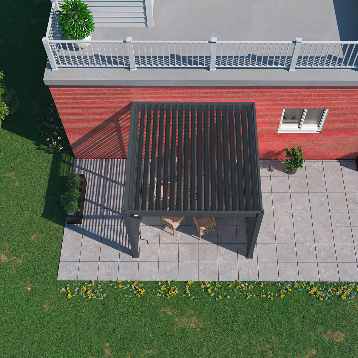 PERGOLA 400/255/300 cm Aluminium  - Anthrazit, Basics, Metall (400/255/300cm) - Gardenson