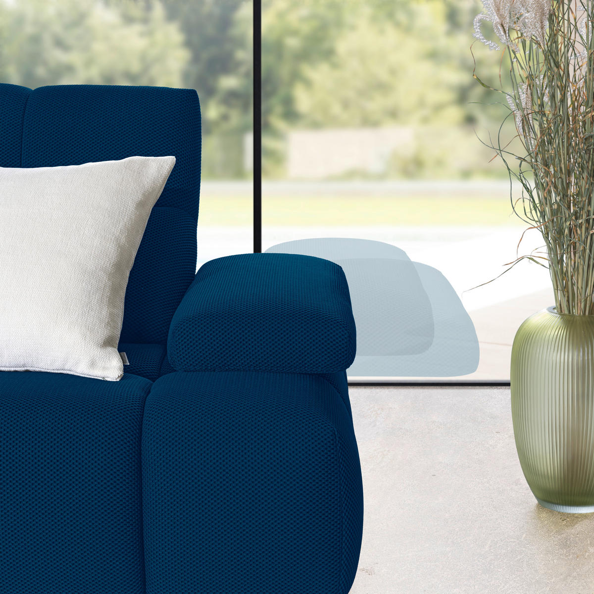 ECKSOFA  in Struktur Blau  233/313 cm  - Blau/Schwarz, Design, Kunststoff/Textil (233/313cm) - Belluti