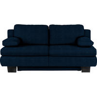 SCHLAFSOFA Macy  mit Fußauswahl, Stoffauswahl, Schlafen auf Sitzhöhe, Rücken echt Flachgewebe Dunkelblau  - Wengefarben/Dunkelblau, KONVENTIONELL, Holz/Textil (203/94/100cm) - Novel
