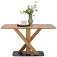 ESSTISCH Eiche massiv oval Schwarz, Eichefarben  - Eichefarben/Schwarz, Design, Holz/Metall (140/90/76cm) - Novel