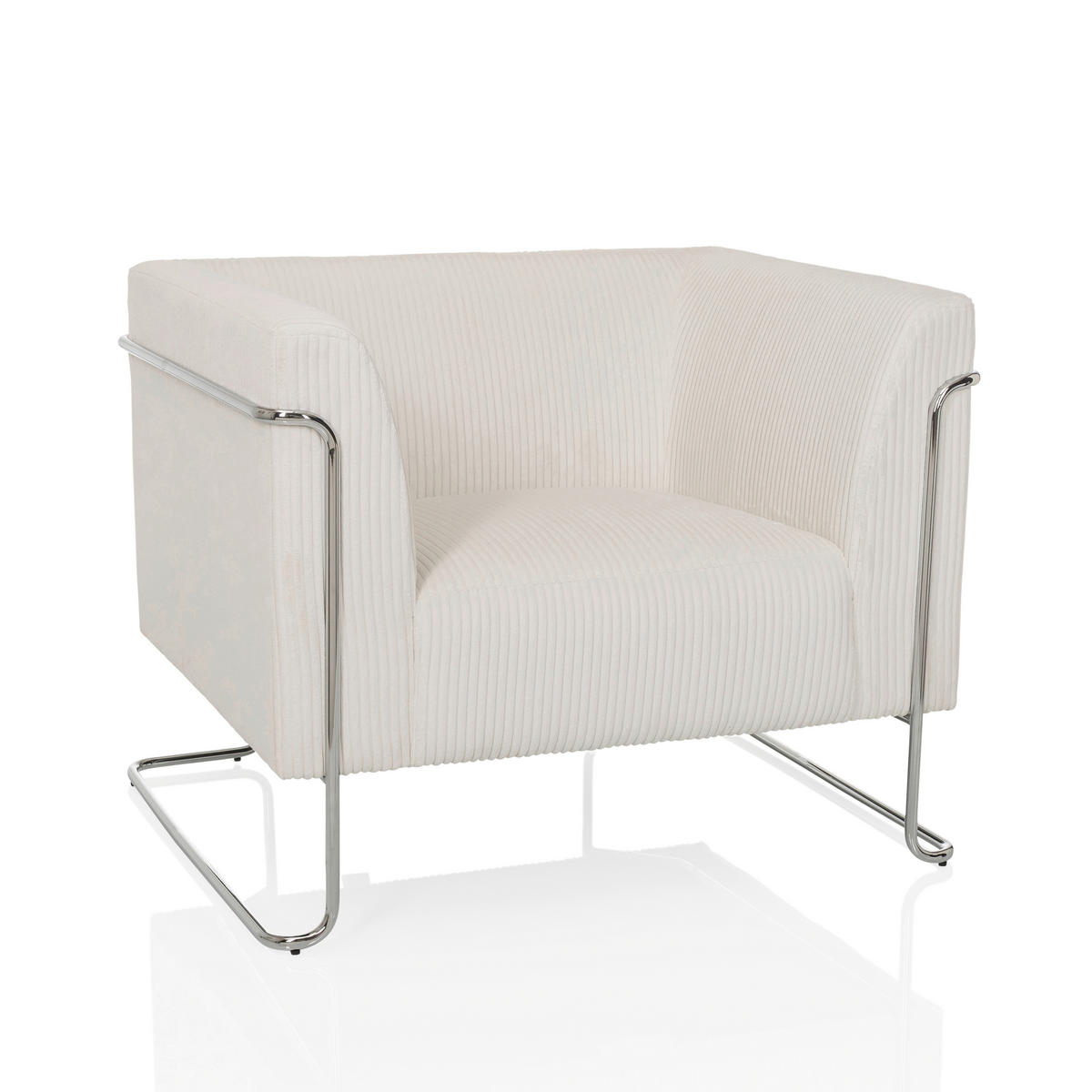 LOUNGESESSEL Cord Weiß    - Silberfarben/Weiß, MODERN, Textil/Metall (88/74/74cm) - MID.YOU