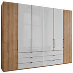 FALTTÜRENSCHRANK 300/236/58 cm 4-türig Weiß, Eiche Bianco  - Schieferfarben/Eiche Bianco, KONVENTIONELL, Glas/Holzwerkstoff (300/236/58cm) - Dieter Knoll