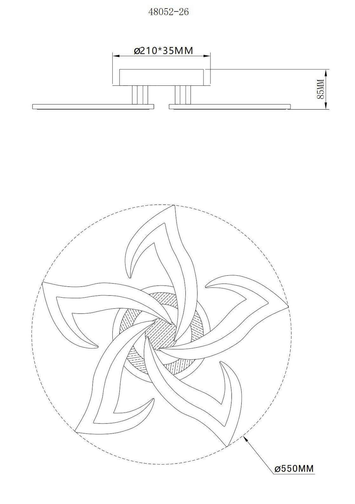 LED-DECKENLEUCHTE Lavonne 55/8,8 cm  - Opal/Schwarz, Design, Kunststoff/Metall (55/8,8cm) - Globo