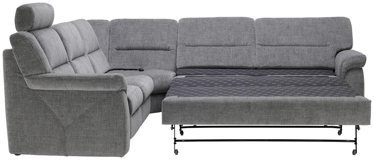 ROHOVÁ SEDAČKA, textil, šedá - šedá/černá, Konvenční, textil/plast (252/282cm) - Himolla