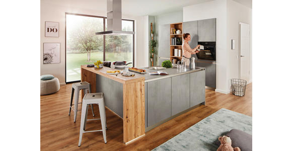 EINBAUKÜCHE   - Grau, Basics, Holzwerkstoff - Novel