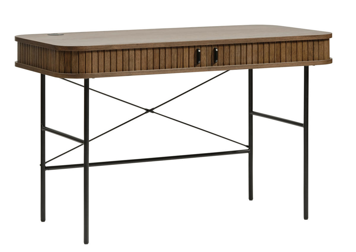SCHREIBTISCH 120/60/75 cm  in Eichefarben, Dunkelbraun  - Eichefarben/Dunkelbraun, Trend, Holzwerkstoff/Metall (120/60/75cm) - Xora