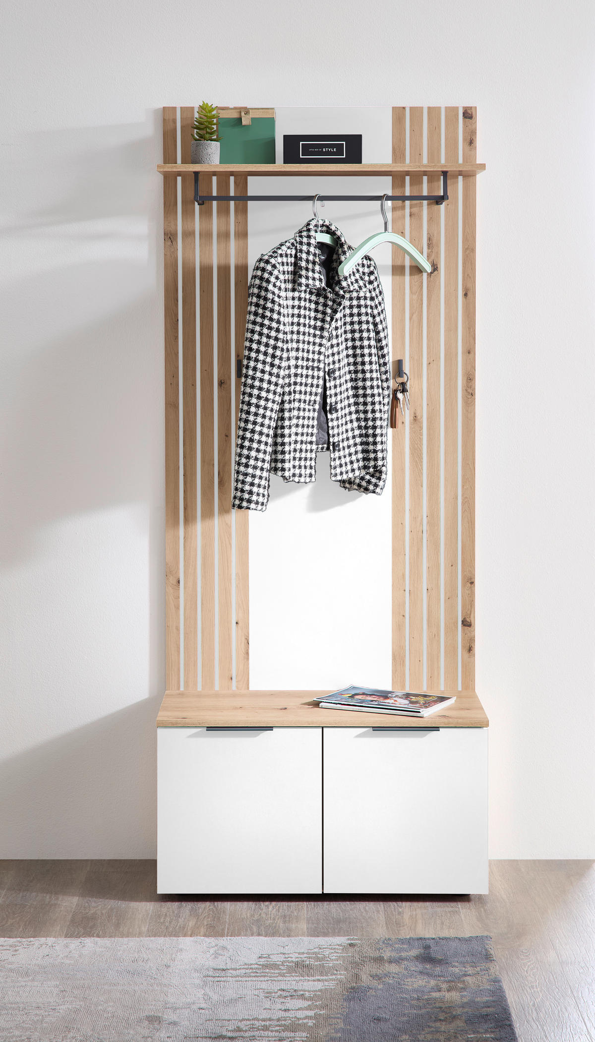GARDEROBE  in 80/44/38 cm  - Eiche Artisan/Weiß, Design, Holzwerkstoff (80/44/38cm) - Livetastic