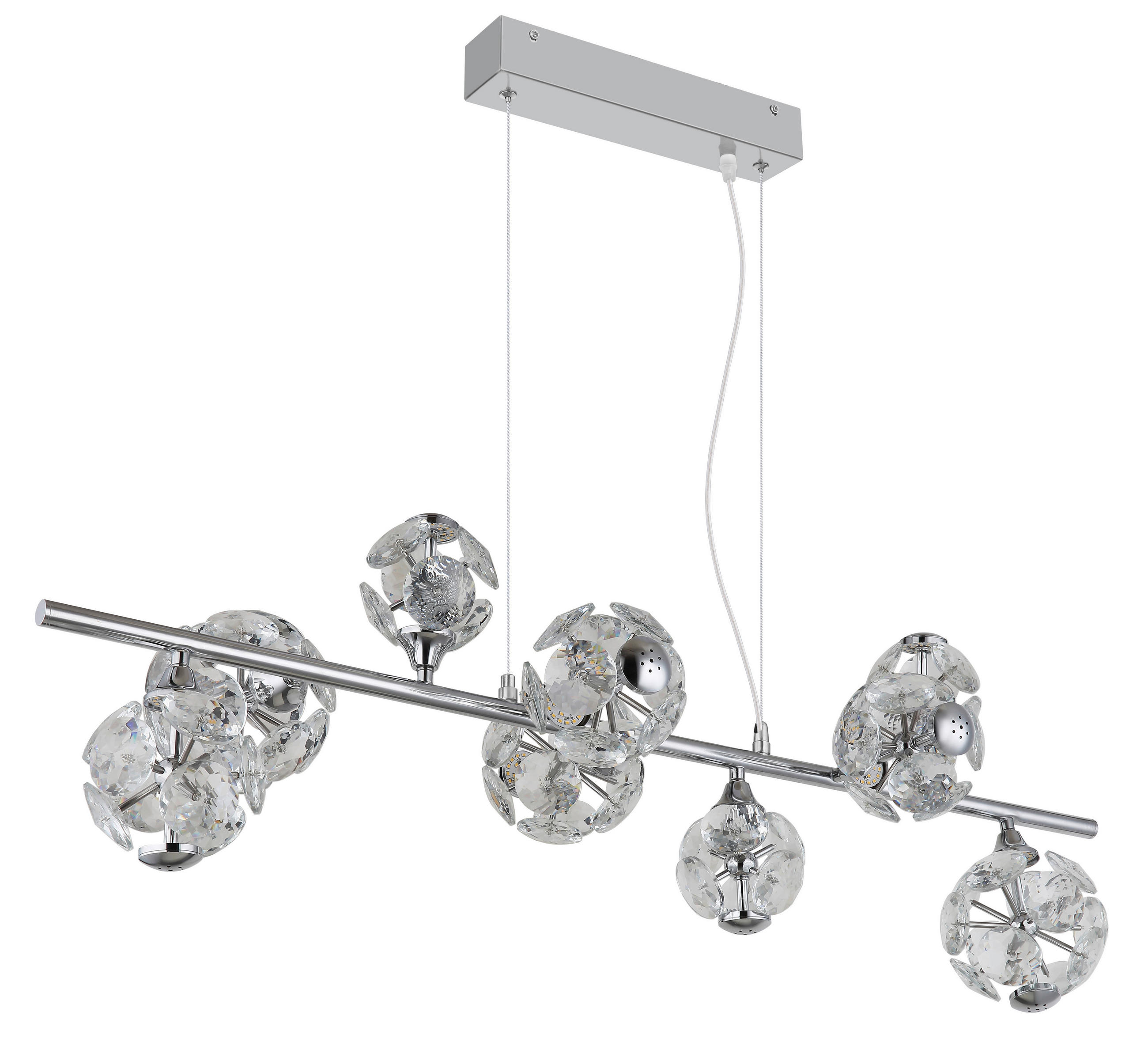 LED-HÄNGELEUCHTE VIRINA 86,6/36/120 cm   - Klar/Chromfarben, KONVENTIONELL, Glas/Metall (86,6/36/120cm) - Globo