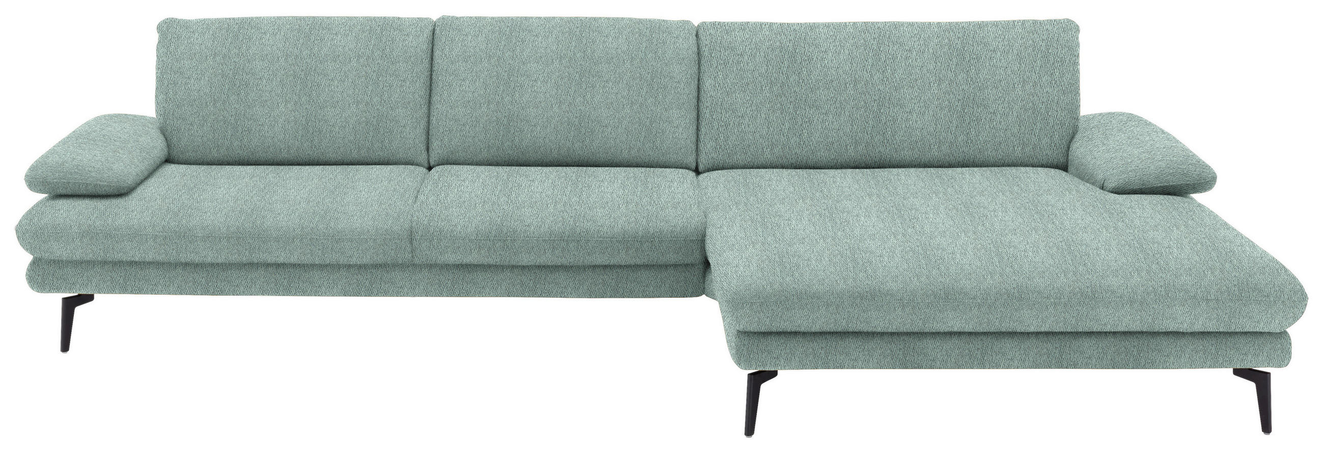 ECKSOFA in Chenille Mintgrün  - Schwarz/Mintgrün, Design, Textil/Metall (310/180cm) - Dieter Knoll
