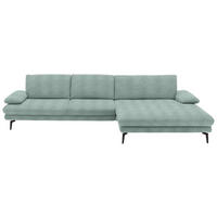ECKSOFA in Chenille Mintgrün  - Schwarz/Mintgrün, Design, Textil/Metall (310/180cm) - Dieter Knoll