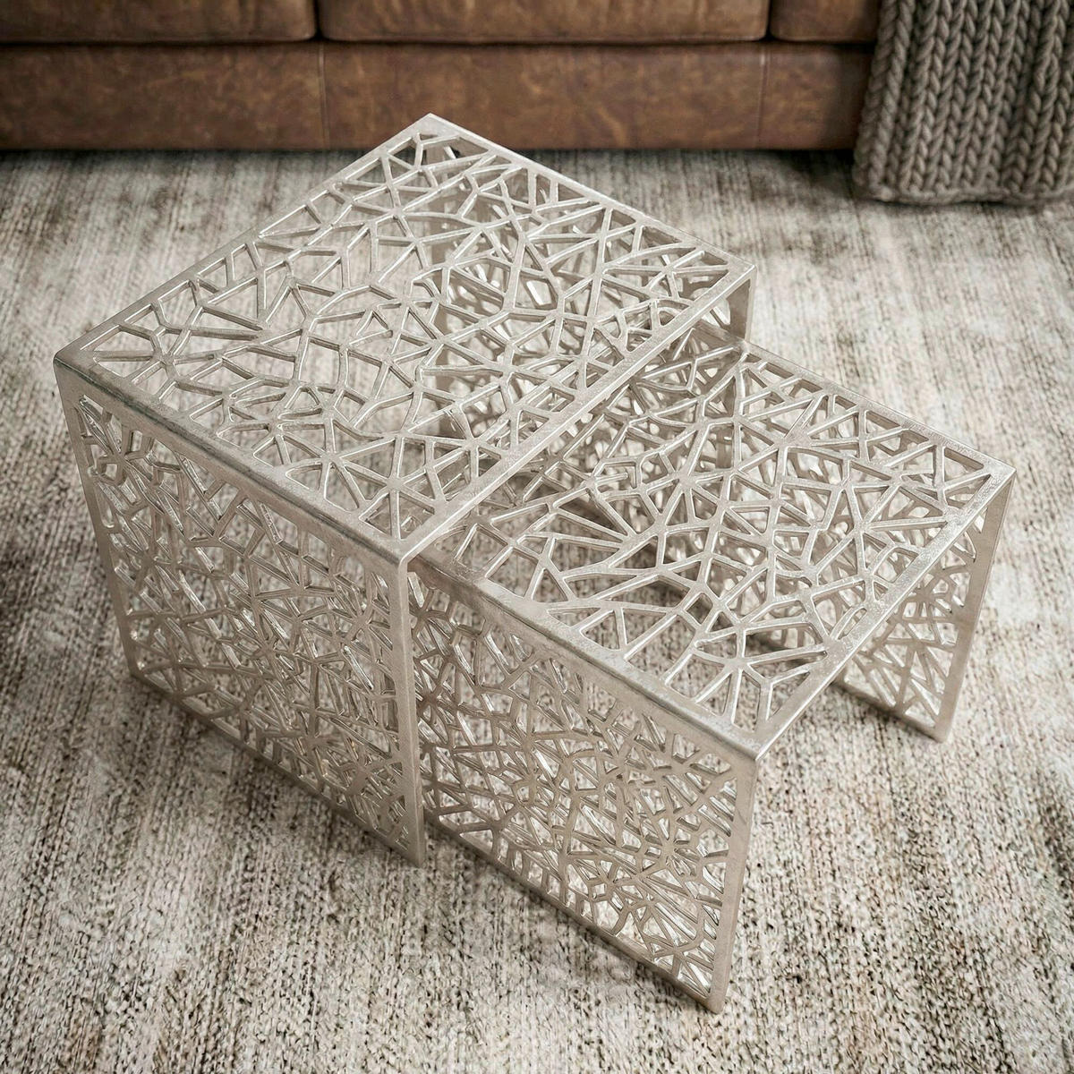 Set De Măsuțe Suprapuse din metal, 50/40/40/35/40/35 cm - argintiu, Design, metal (50/40/40/35/40/35cm) - MID.YOU