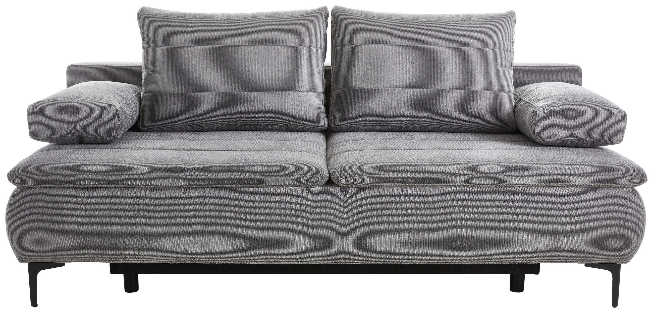 BOXSPRINGSOFA Flachgewebe Grau  - Schwarz/Grau, Design, Textil/Metall (204/93/100cm) - Novel