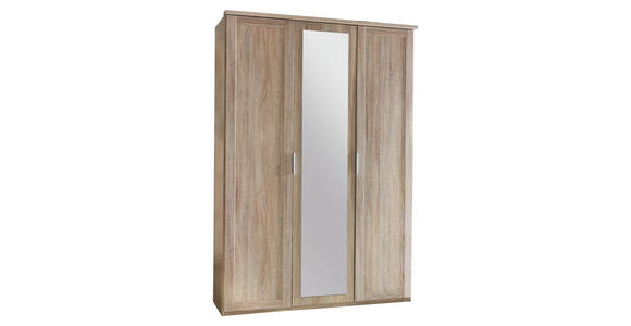 DREHTÜRENSCHRANK in Eichefarben - Eichefarben/Silberfarben, KONVENTIONELL, Glas/Holzwerkstoff (135/210/58cm) - Cantus