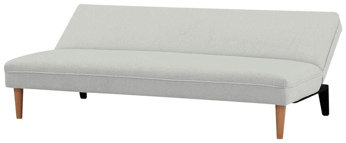 SCHLAFSOFA in Bouclé Weiß  - Schwarz/Naturfarben, MODERN, Holz/Kunststoff - P & B
