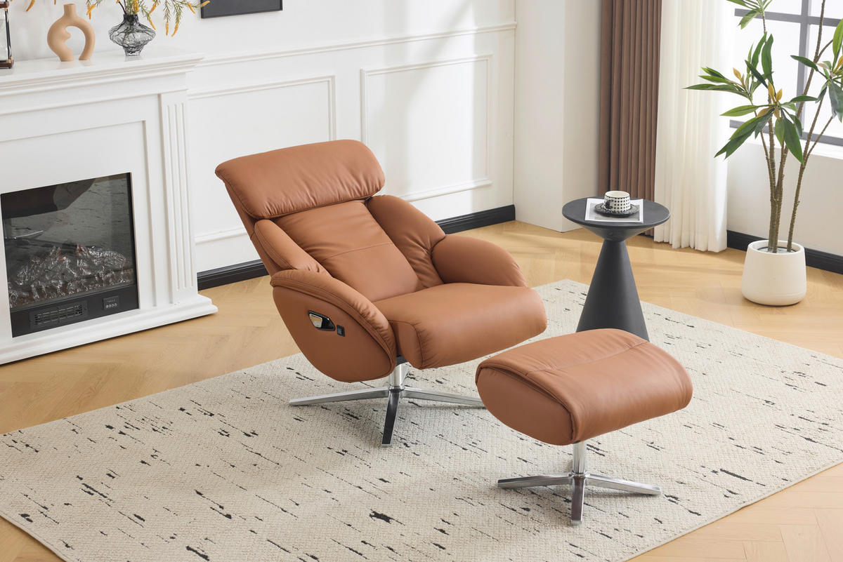 MASSAGESESSEL in Lederlook Braun  - Silberfarben/Braun, Design, Leder/Textil (76/111/87cm) - Livetastic