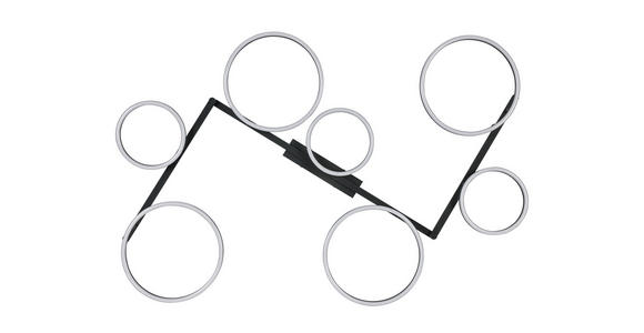 LED-DECKENLEUCHTE 118/127/12 cm  - Schwarz, Design, Kunststoff/Metall (118/127/12cm) - Novel