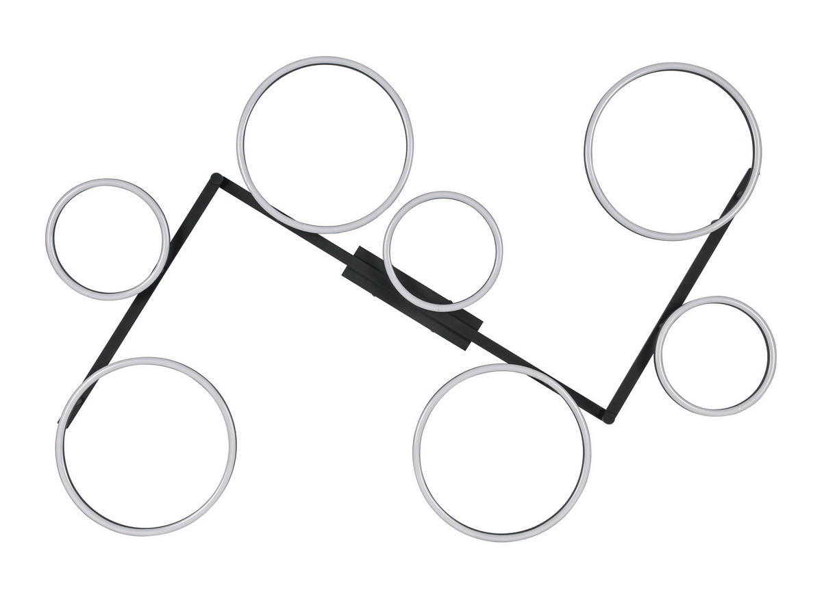 LED-DECKENLEUCHTE 118/127/12 cm  - Schwarz, Design, Kunststoff/Metall (118/127/12cm) - Novel