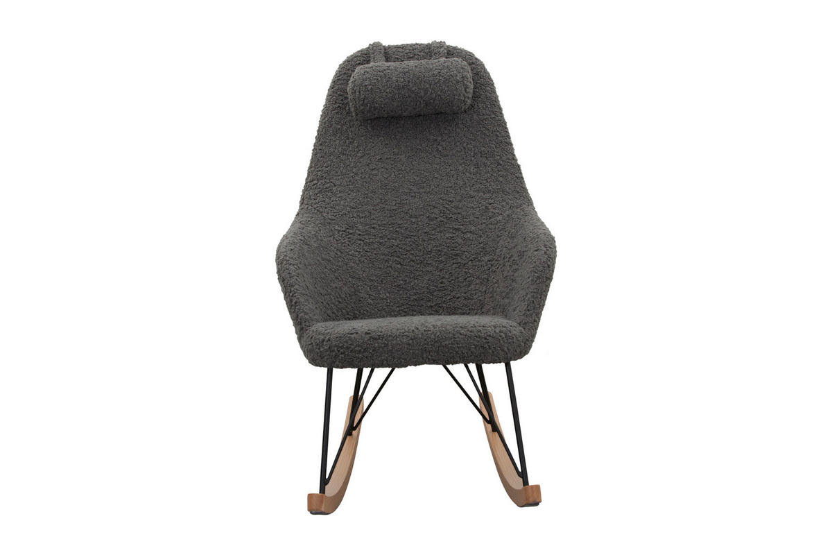 SCHAUKELSTUHL in Teddystoff Grau  - Eichefarben/Schwarz, MODERN, Holz/Textil (67/107/105cm) - Livetastic
