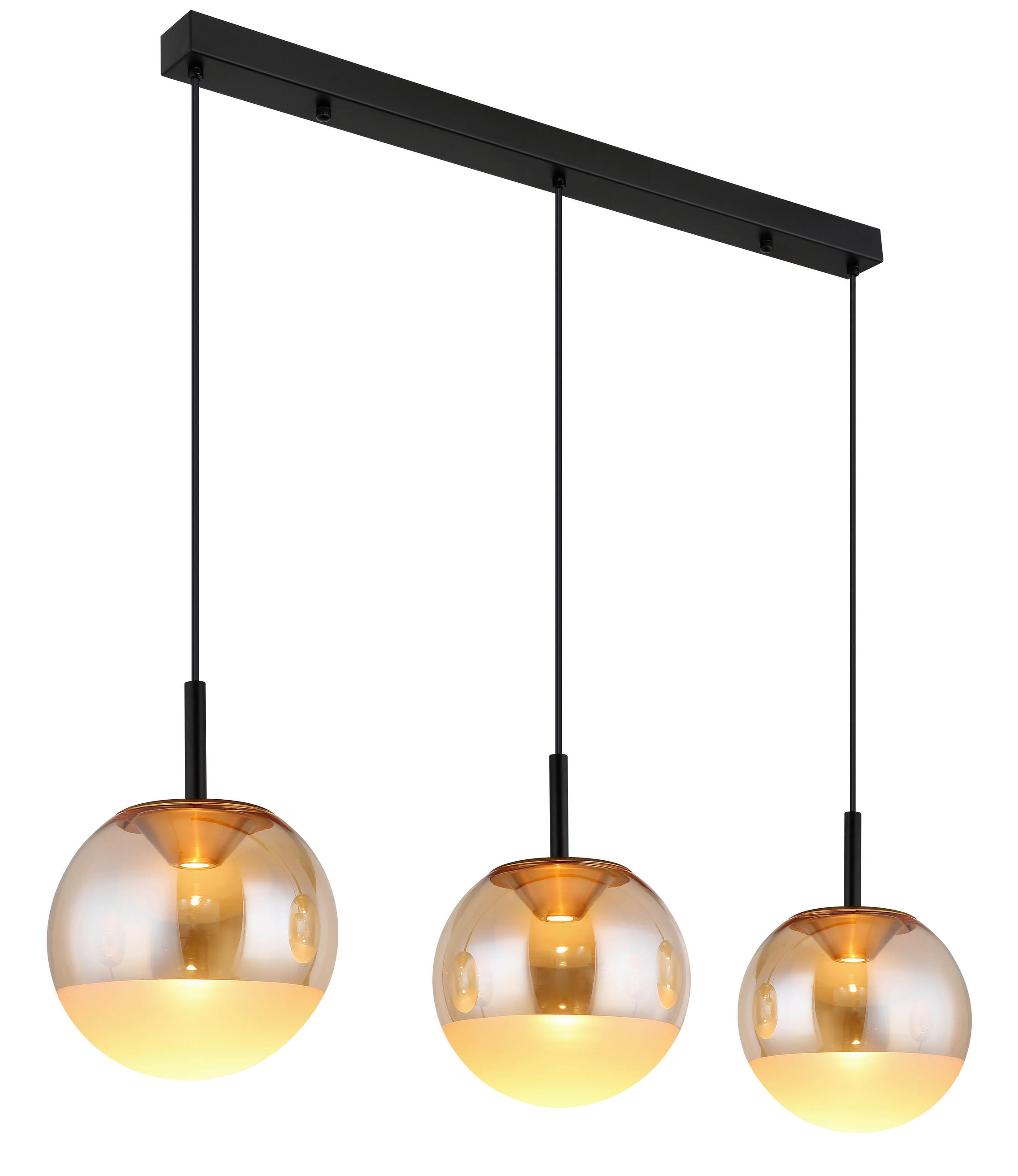 LED-HÄNGELEUCHTE 106/25/130 cm  - Messingfarben/Schwarz, KONVENTIONELL, Glas/Kunststoff (106/25/130cm)
