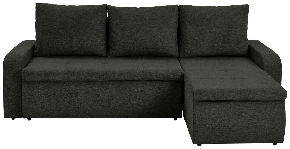 ECKSOFA in Webstoff Schwarz  235/158 cm  - Schwarz, KONVENTIONELL, Kunststoff/Textil (235/158cm) - P & B