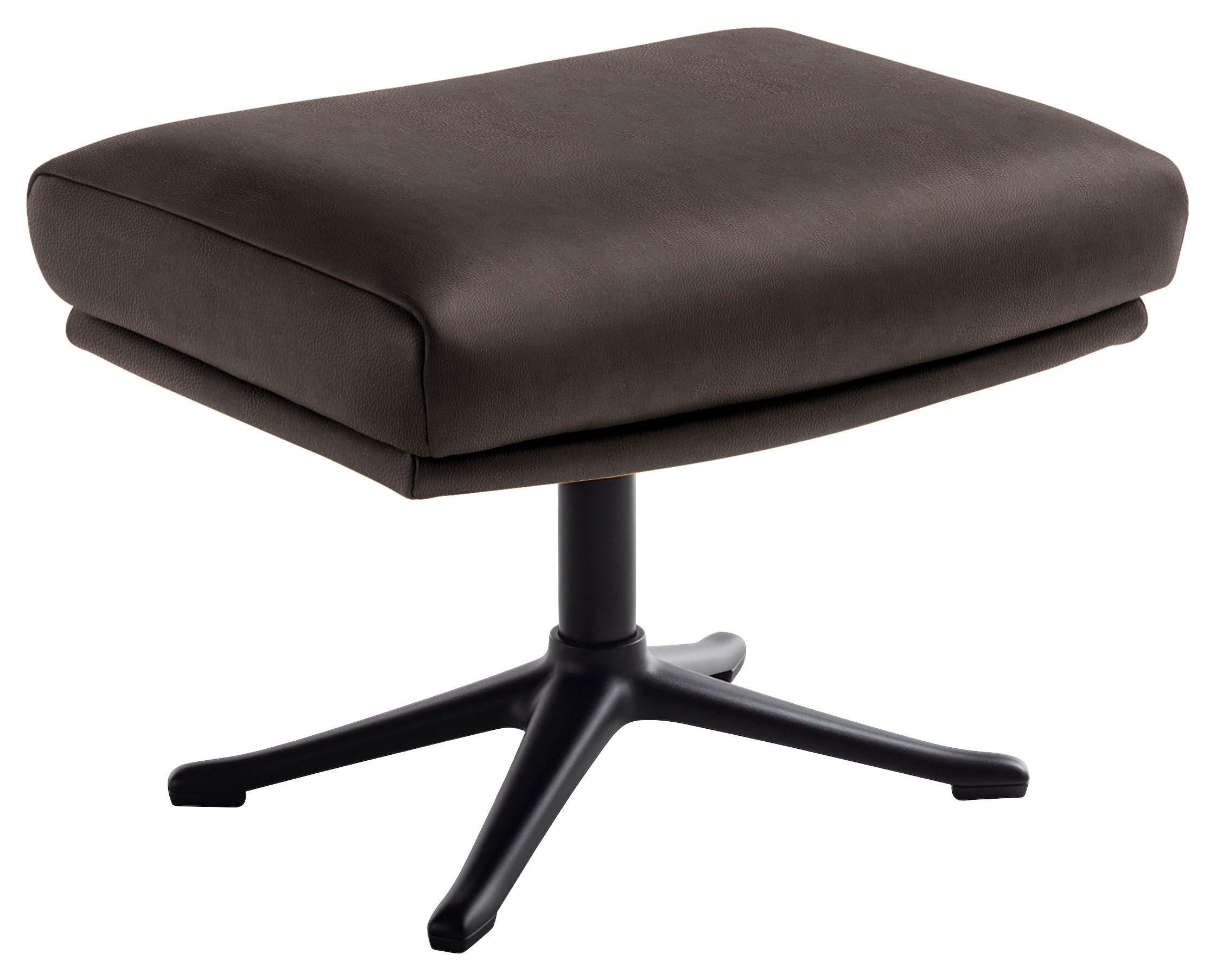 HOCKER in Leder Dunkelbraun  - Dunkelbraun/Schwarz, Design, Leder/Metall (54/41/41cm) - home24