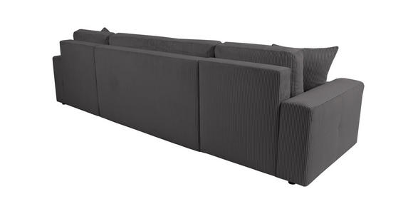 Wohnlandschaft inkl. Funktion Graphitfarben Cord  - Schwarz/Graphitfarben, KONVENTIONELL, Textil (146/317/146cm) - Xora