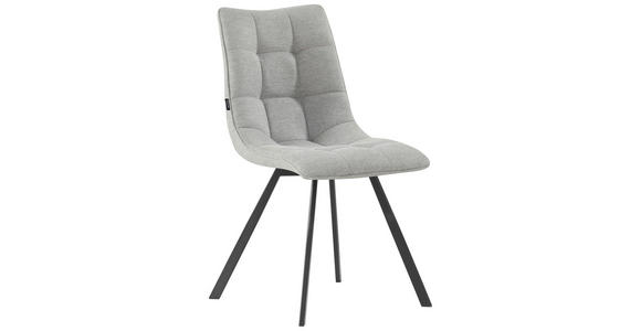 STUHL  Stoffauswahl Leinenoptik  - Hellgrau/Schwarz, Design, Textil/Metall (47/86/61cm) - Xora