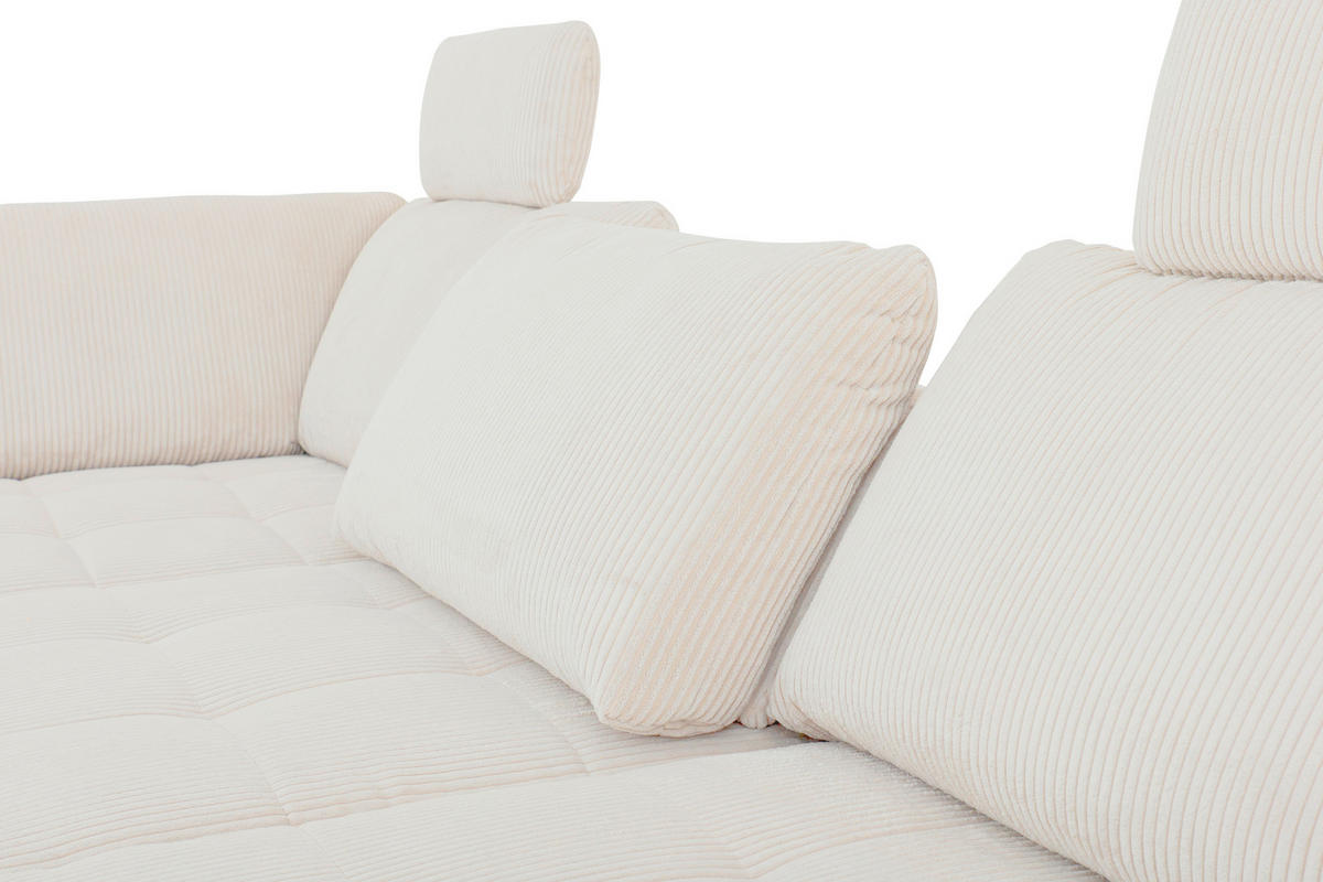 ECKSOFA in Cord, Velours Beige  - Beige/Schwarz, Design, Textil/Metall (197/291cm) - Beldomo Style