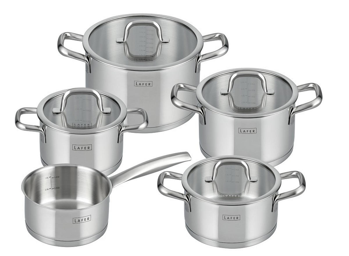 KOCHTOPFSET Pure 5-teilig  - Silberfarben, Design, Glas - Johann Lafer