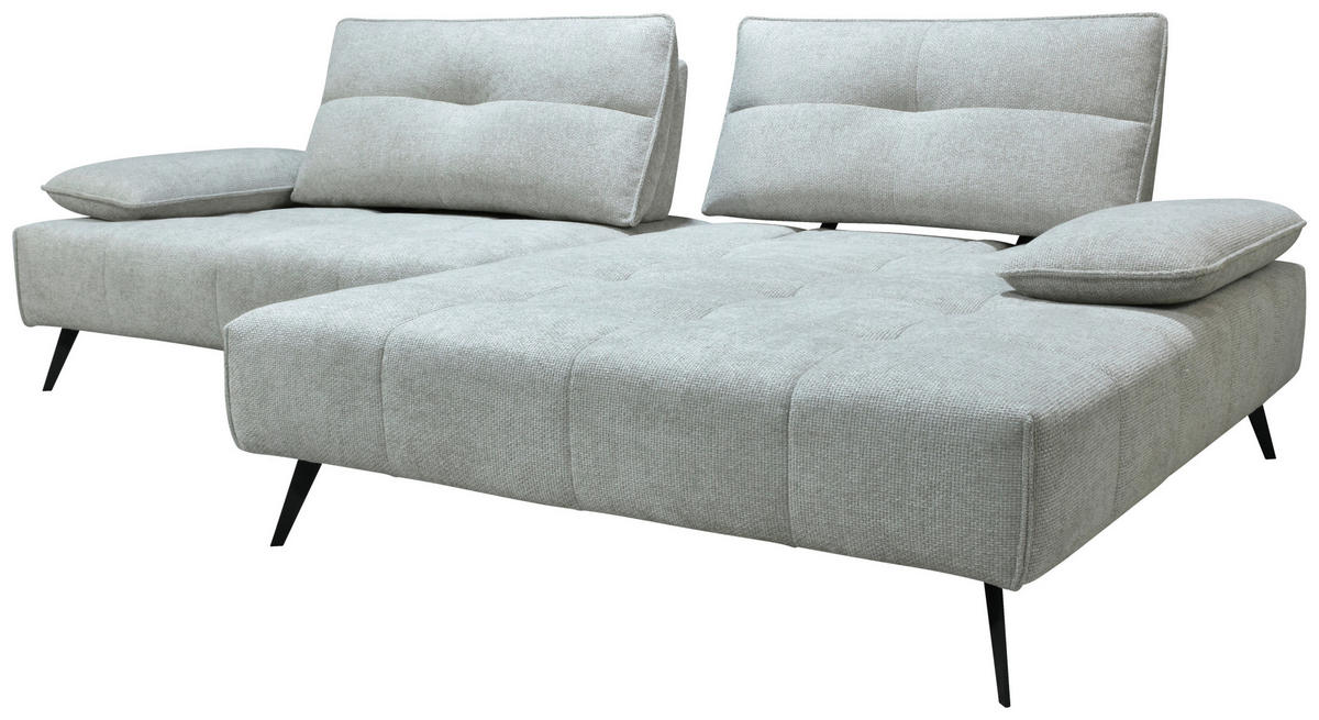 ECKSOFA Ottomane rechts  Greige Chenille  - Greige/Schwarz, Design, Textil/Metall (284/188cm) - Stylife