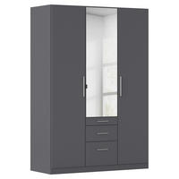 DREHTÜRENSCHRANK 136/210/54 cm,  in Grau, 3 Tür(en)  - Alufarben/Grau, KONVENTIONELL, Glas/Holzwerkstoff (136/210/54cm) - home24
