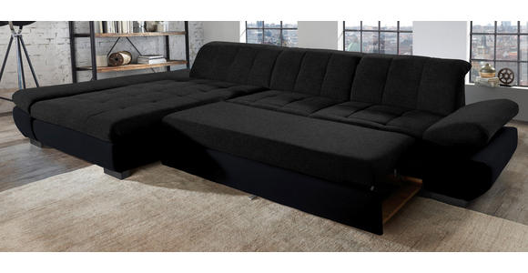 ECKSOFA in Mikrofaser Graphitfarben  - Schwarz/Graphitfarben, Design, Textil/Metall (341/204cm) - Xora