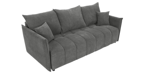 SCHLAFSOFA Plüsch Grau  inkl. Zierkissen, Rückenkissen, Bettkasten, Schlaffunktion, Rücken echt, Liegefläche im Originalstoff  - Schwarz/Grau, KONVENTIONELL, Kunststoff/Textil (200/73/105cm) - Carryhome
