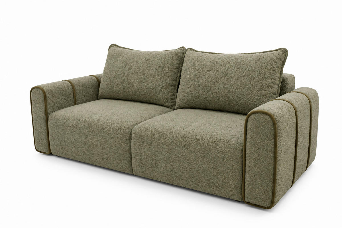 SCHLAFSOFA KIARA Bouclé Grün  inkl.  - Schwarz/Grün, Design, Kunststoff/Textil (235/100/100cm) - MID.YOU