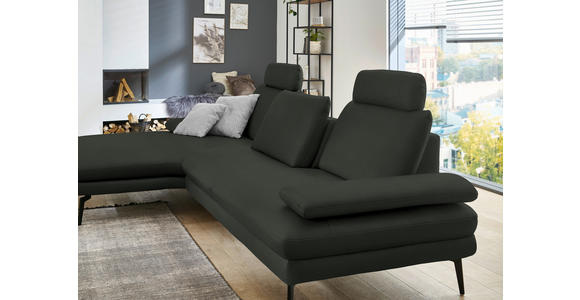 ECKSOFA in Echtleder Dunkelgrün 180/310 cm - Dunkelgrün/Schwarz, Design, Leder/Metall (180/310cm) - Dieter Knoll