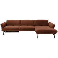 ECKSOFA Posh in Echtleder Hellbraun  308/173 cm  - Hellbraun/Anthrazit, Design, Leder/Metall (308/173cm) - Joop!