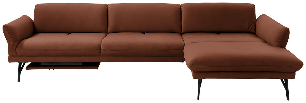 ECKSOFA Posh in Echtleder Hellbraun  308/173 cm  - Hellbraun/Anthrazit, Design, Leder/Metall (308/173cm) - Joop!