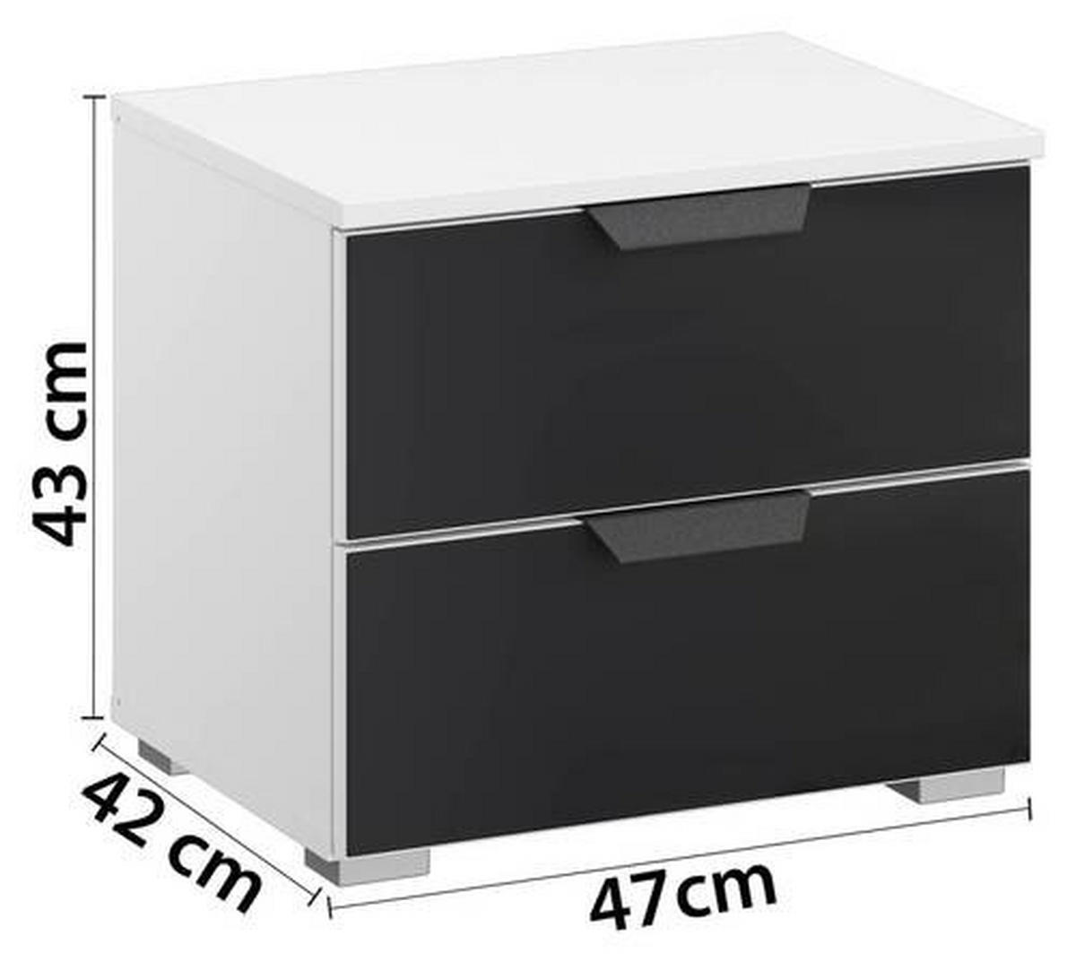 NACHTKÄSTCHEN 47/43/42 cm  in Anthrazit, Weiss  - Weiss/Anthrazit, Modern, Glas/Holzwerkstoff (47/43/42cm) - Rauch Möbel