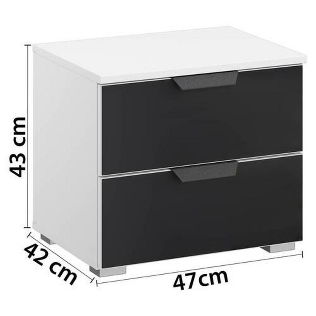 Thumbnail - Rauch Möbel Nachtschrank, Anthrazit, Weiß, Metall, 2 Schubladen, 47x43x42 cm, Blauer Engel, Goldenes M, Made in Germany,...