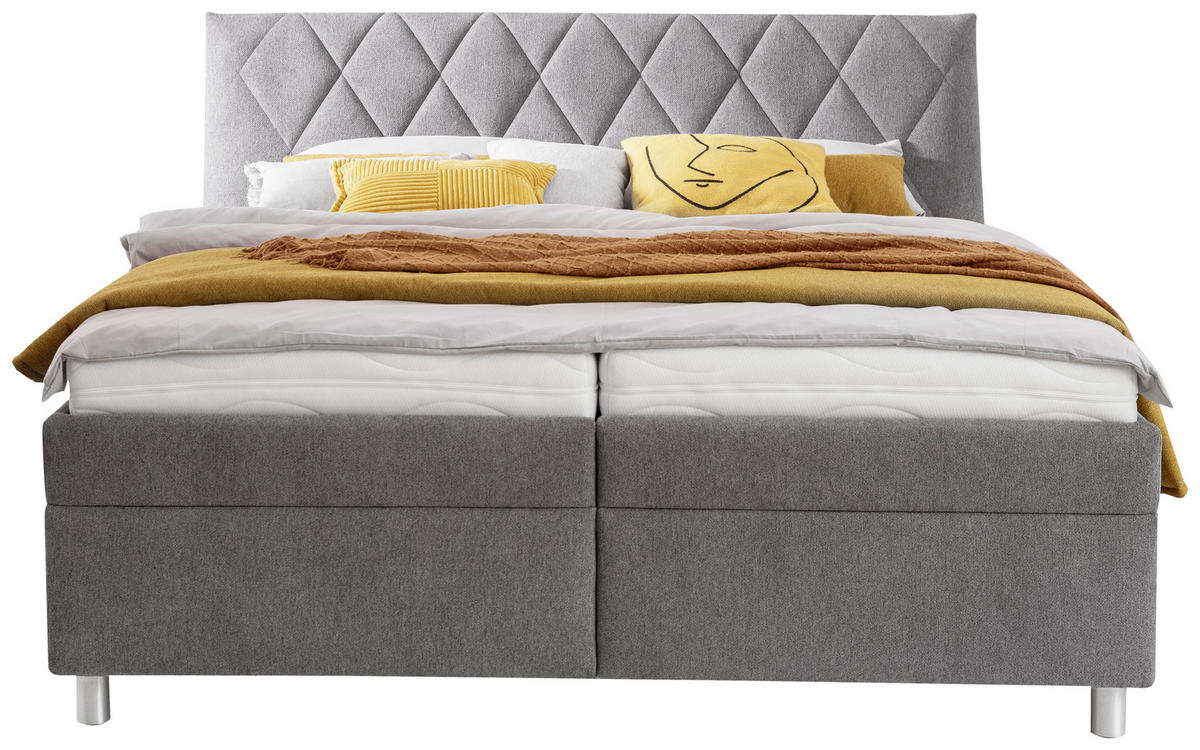POLSTERBETT 160/200 cm  in Grau  - Weiss/Silberfarben, Konventionell, Holz/Textil (160/200cm) - Esposa