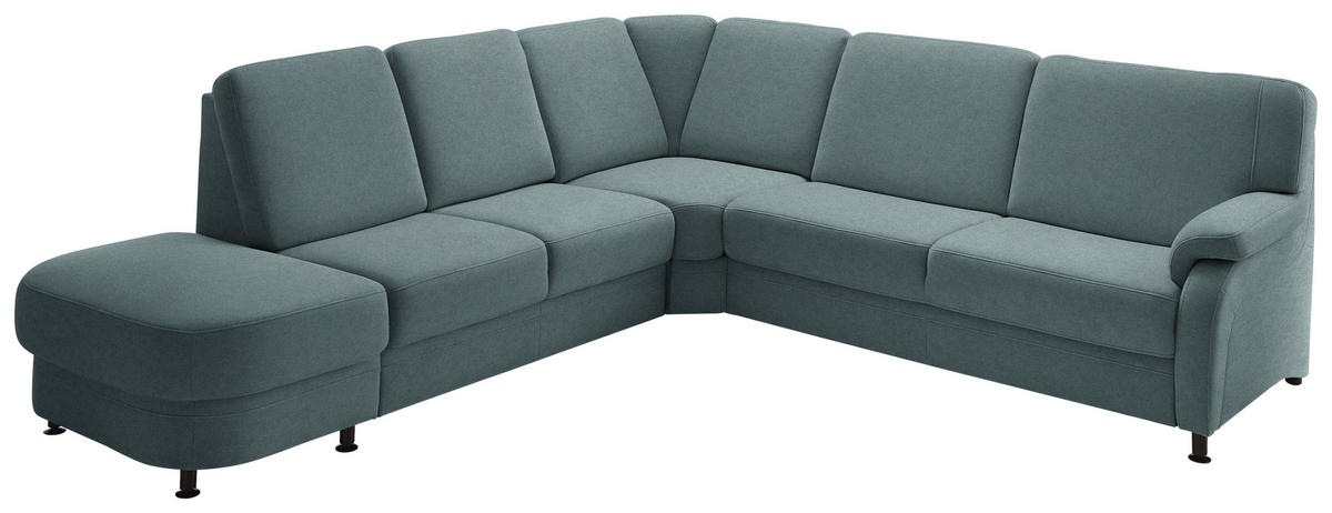 ECKSOFA Flachgewebe Blaugrau  - Blaugrau/Schwarz, Konventionell, Textil/Metall (287/269cm) - Beldomo System