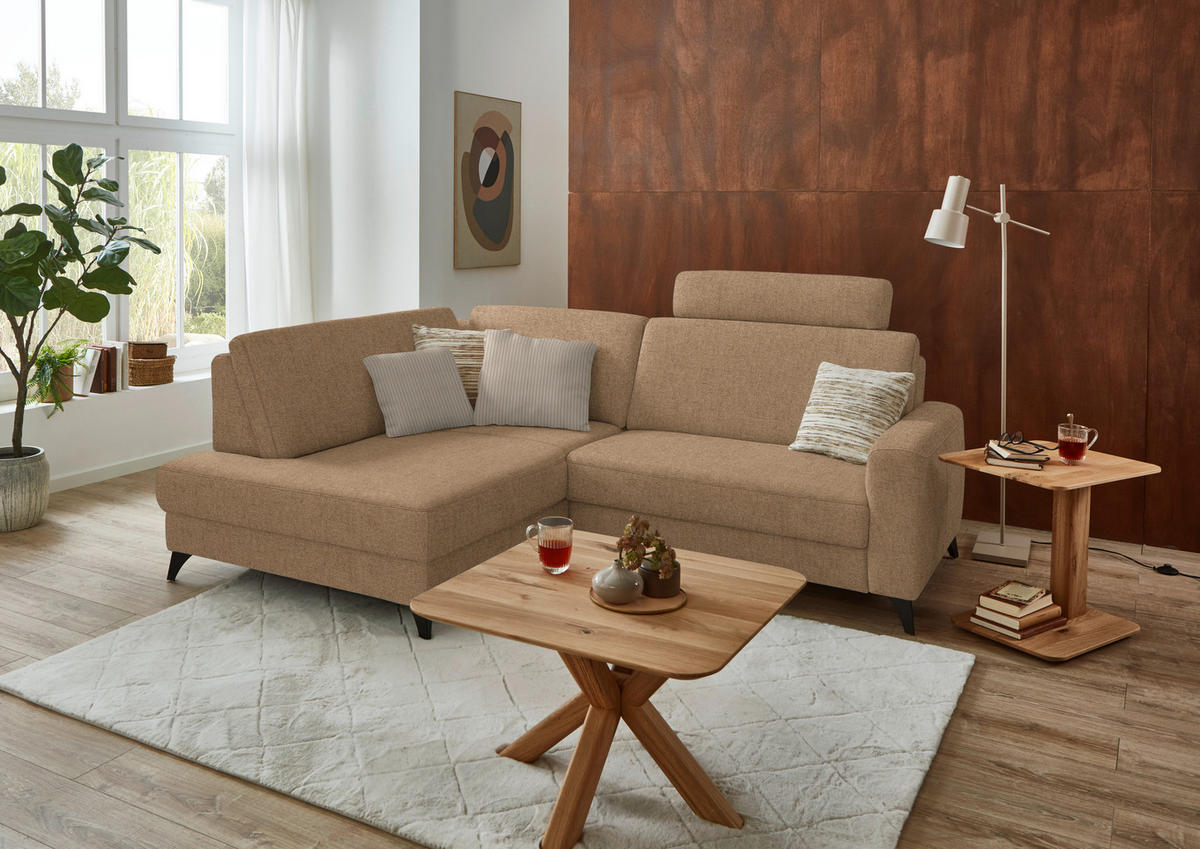 ECKSOFA  Chenille Altrosa  - Schwarz/Altrosa, Design, Textil/Metall (182/239cm) - Beldomo Comfort