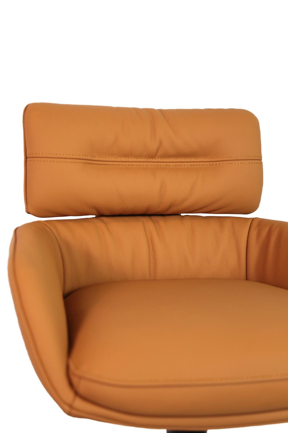 BARHOCKER Echtleder Schwarz, Cognac Eisen Lederauswahl, Sitzfläche 360° drehbar  - Cognac/Schwarz, Design, Leder/Metall (54/99-116.5/52cm) - Dieter Knoll