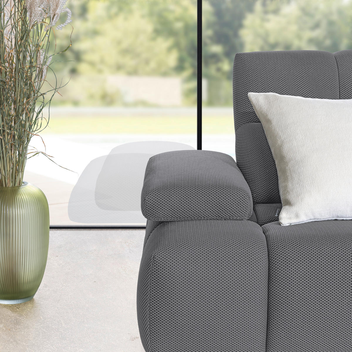 ECKSOFA in Struktur Grau  - Schwarz/Grau, Design, Kunststoff/Textil (313/233cm) - Emilio Belluti