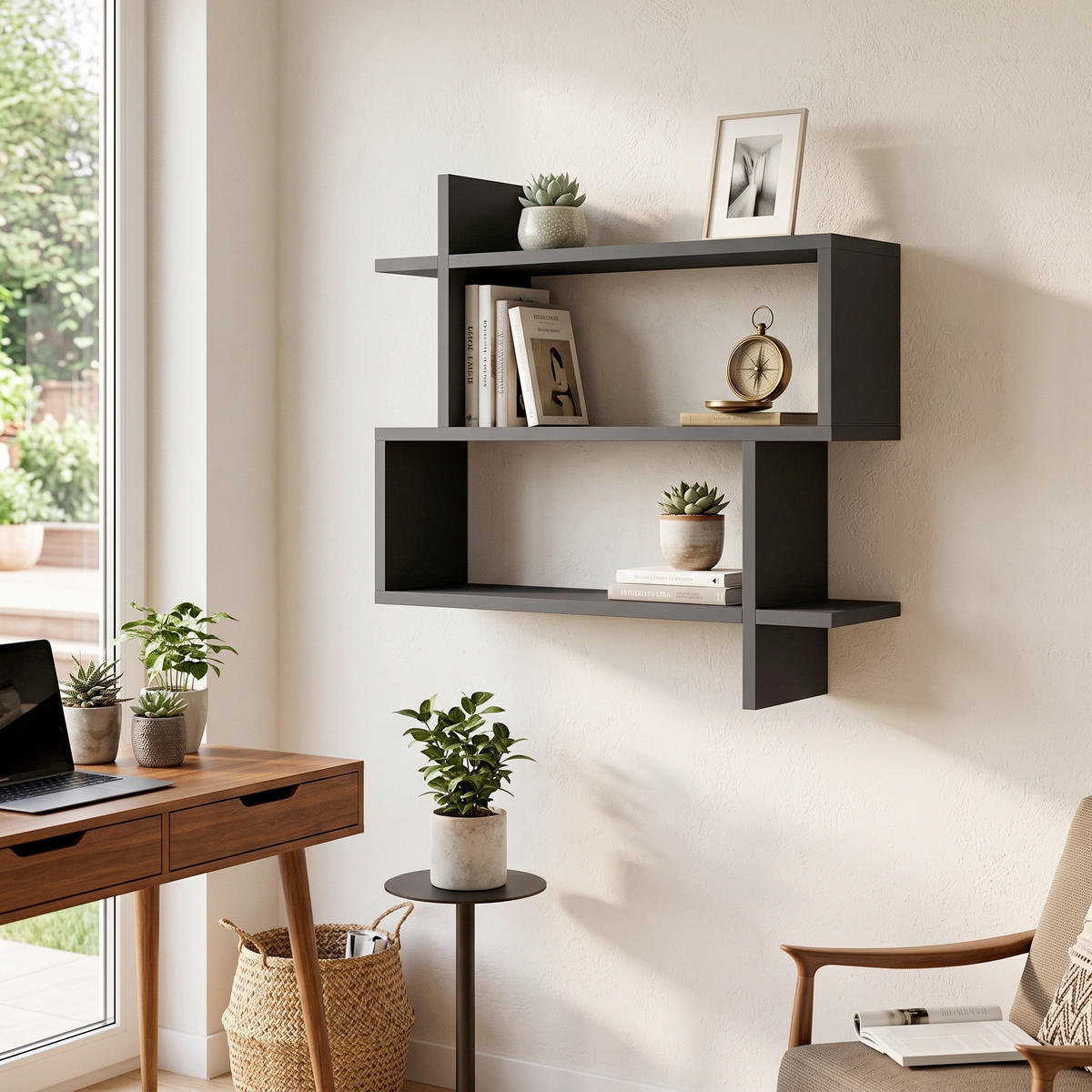 WANDBOARD Amman Holzwerkstoff Anthrazit  - Anthrazit, Design, Holzwerkstoff (70/65/22cm) - Livetastic