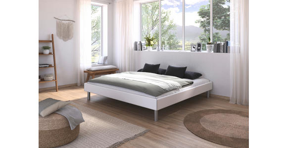 BETT 200/200 cm  in Weiß  - Alufarben/Weiß, Design, Metall (200/200cm) - Carryhome